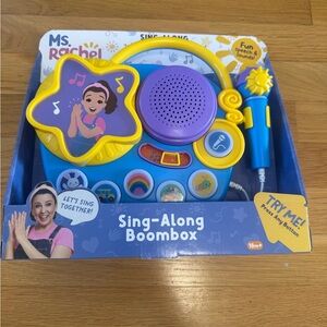 New! Ms Rachel Sing Along Boombox Musical Karaoke Toy Microphone Boom Box Dance